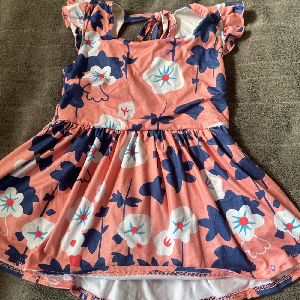 Pink Pleated Fit and Flare Sundress with Puff Sleeves